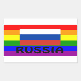 LGBT*ロシアのゲイプライド国旗のステッカーРоссии гей- 長方形シール