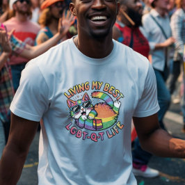 LGBT-最高のQ-Tライフプライド猫のリビング Tシャツ