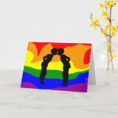 LGBT 2人の男性シルエッキスをするト・グリーティング・カード カード (黄色い花)