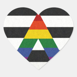 LGBT Allyプライドフラグの色の背景 ハートシール