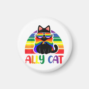 LGBT Ally Cat Be KindゲイレインボーおもしろいLGBTQ国旗 マグネット