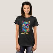 LGBT Ally Cat Be KindゲイレインボーLGBTQ 1 Tシャツ (正面フル)