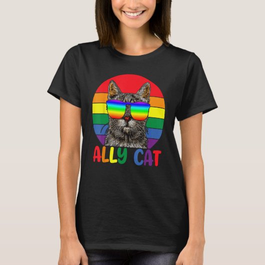 LGBT Ally Cat Be Kind Gay Rainbow Funny LGBTQ Flag Tシャツ (正面)