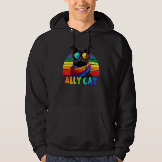 LGBT Ally Cat Be Kind Gay Rainbow  LGBTQ Flag Gay  パーカ (正面)