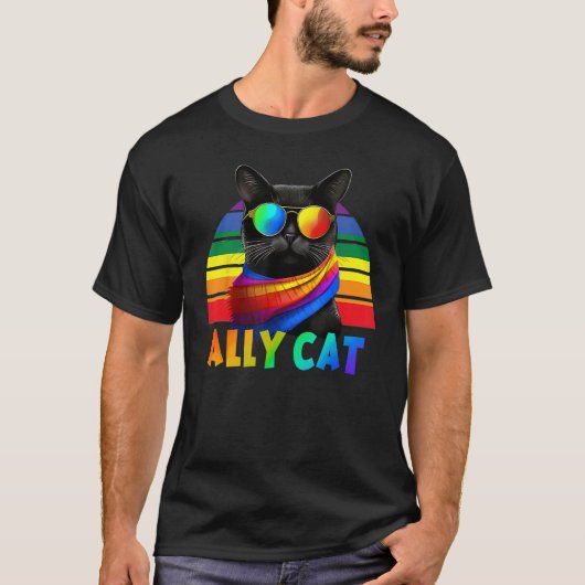 LGBT Ally Cat Be Kind Gay Rainbow  LGBTQ Flag Gay  Tシャツ (正面)