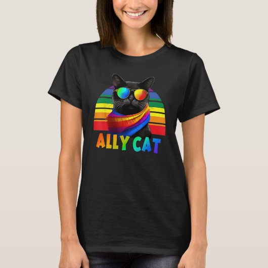 LGBT Ally Cat Be Kind Gay Rainbow LGBTQ Flag Gay Tシャツ (正面)