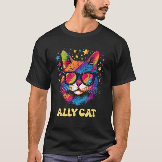 LGBT Ally Cat Be Kind Gay Rainbow  LGBTQ Tシャツ (正面)