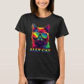 LGBT Ally Cat Gay Pride LGBTQ Rainbow Flag Pride G Tシャツ (正面)