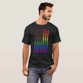 LGBT American Flag Pride Rainbow Gay Lesbian Bi Tr Tシャツ (正面フル)