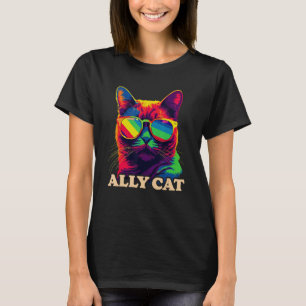 LGBT Cute Ally CatゲイプライドLGBTQ Rainbow Flag Pr Tシャツ