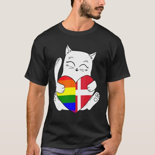 LGBT Denmark Cat Ally Animal  Pride Supporter Tシャツ (正面)