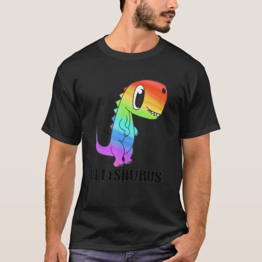 LGBT Dinosaur Rex Gay Pride Dino Allysaurus Rainbo Tシャツ (正面)