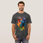 LGBT Dragon Heart Rainbow Heart Dragon LGBT T Tシャツ (正面フル)