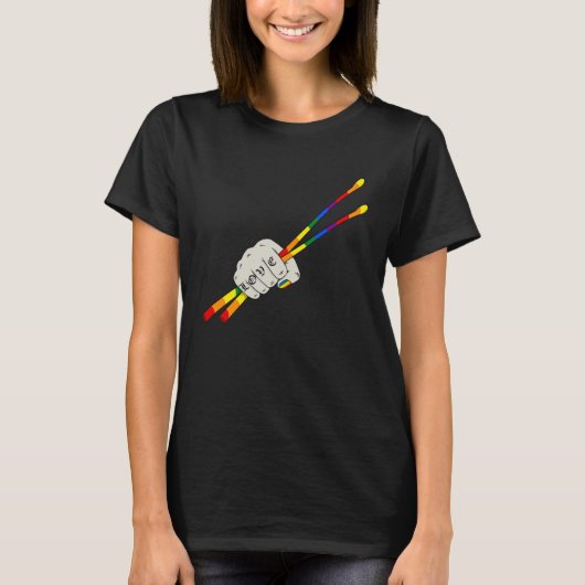 LGBT Drumsticks Gay Love Drums Drumset Drumming Dr Tシャツ (正面)