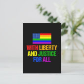 LGBT Equal Rights Rainbow American国旗 ポストカード (スタンド正面)