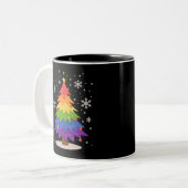 LGBT Flag Christmas Tree Merry Xmas Gay Pride  ツートーンマグカップ (正面左)