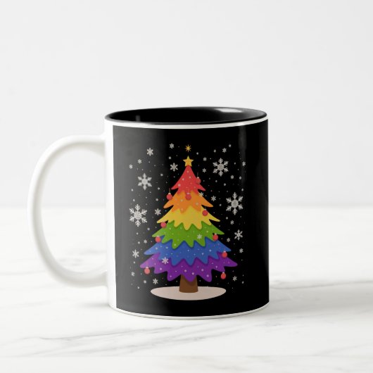 LGBT Flag Christmas Tree Merry Xmas Gay Pride  ツートーンマグカップ (左)