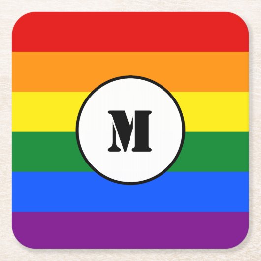 LGBT flag Drawstring Backpack スクエアペーパーコースター (正面)