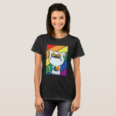 LGBT Flag Gay Pride Month Rainbow Cute Cat With LG Tシャツ (正面フル)