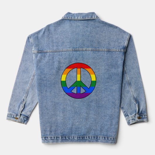 LGBT flag peace sign  デニムジャケット (裏面)