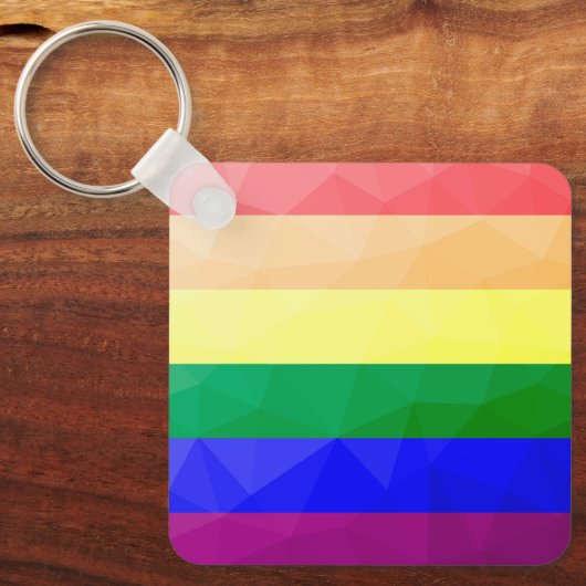 LGBT flag rainbow lines geometric mesh pattern キーホルダー (正面)
