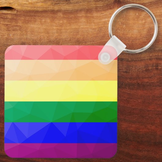 LGBT flag rainbow lines geometric mesh pattern キーホルダー (裏面)