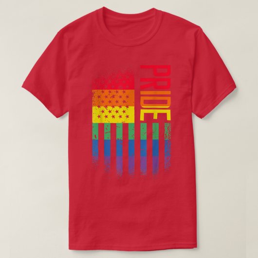 LGBT Gay Pride Month Rainbow USA Flag T-Shirt Tシャツ (デザイン正面)