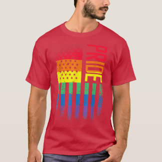 LGBT Gay Pride Month Rainbow USA Flag T-Shirt Tシャツ