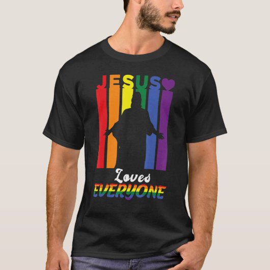 Lgbt Gay Rights Jesus Loves Everyoneプライド Tシャツ (正面)