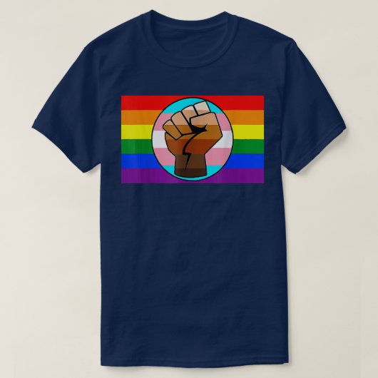 LGBT Gay Trans Pride BLM Fist Flag  Tシャツ (デザイン正面)