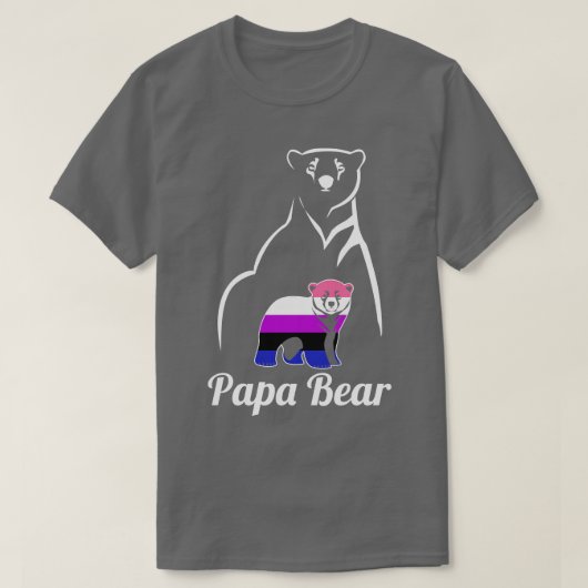 LGBT Genderfluid Papa Bear Genderfluidプライドフラグ Tシャツ (デザイン正面)