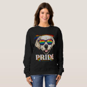 LGBT Golden Retriever Gay Pride Rainbow Flag Sungl スウェットシャツ (正面フル)