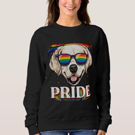 LGBT Golden Retriever Gay Pride Rainbow Flag Sungl スウェットシャツ (正面)