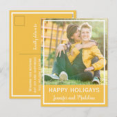 LGBT Happy Holigaysクリスマスフォトマスタードイエロー シーズンポストカード (正面/裏面)