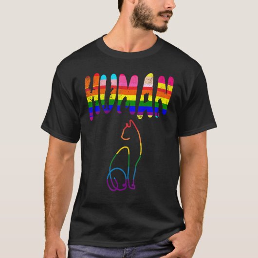 LGBT Human Flag Pride Month Cat Tシャツ (正面)