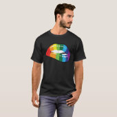 LGBT Human Rights, LGBT PRIDE Rainbow Lips Gay Les Tシャツ (正面フル)