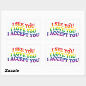 LGBT I Love You、I Accept 長方形シール (シート)