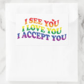 LGBT I Love You、I Accept 長方形シール (バッグ)