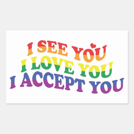 LGBT I Love You、I Accept 長方形シール (正面)