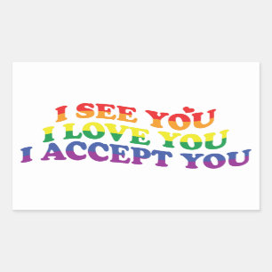 LGBT I Love You、I Accept 長方形シール