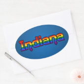LGBT Indiana Rainbow text Oval Sticker 楕円形シール (封筒)