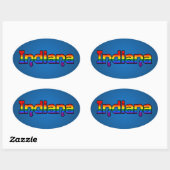 LGBT Indiana Rainbow text Oval Sticker 楕円形シール (シート)