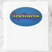LGBT Indiana Rainbow text Oval Sticker 楕円形シール (バッグ)