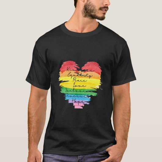 LGBT+ Kindness Peace Equality Love Inclusion Diver Tシャツ (正面)