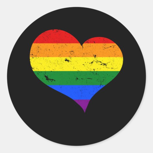 LGBT - Lesbian Gay Bisexual Transgender Heart ラウンドシール (正面)
