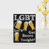 Lgbt Let's Get Beers Tonight Beer Saying Funny Gra カード (黄色い花)
