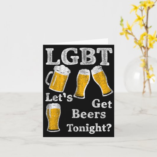 Lgbt Let's Get Beers Tonight Beer Saying Funny Gra カード (黄色い花)