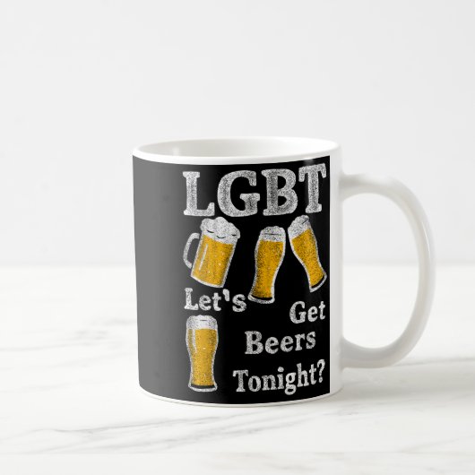 Lgbt Let's Get Beers Tonight Beer Saying Funny Gra コーヒーマグカップ (右)