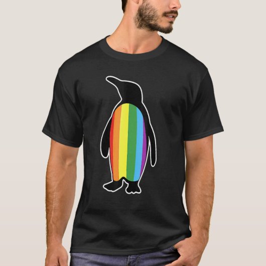 Lgbt Lgbtqゲイプライドレインボーフラッグペンギン Tシャツ (正面)