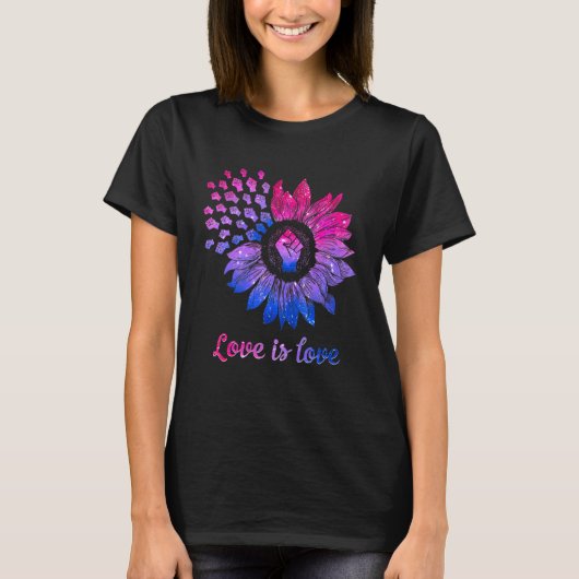Lgbt Lgbtqプライド国旗バイセクシュアル拳サンフロー Tシャツ (正面)